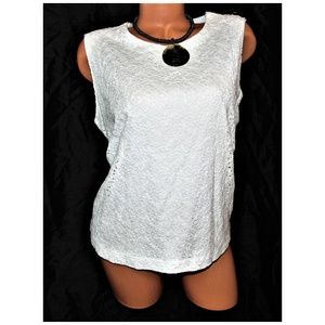 White Sleeveless Layered Lace Tank Top